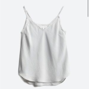 Curved hem, frayed tank top, light grey tank